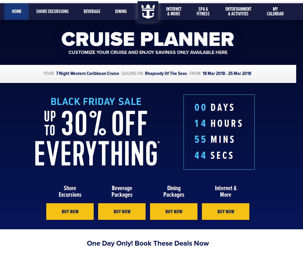 Royal Caribbean offering one day only Black Friday deals on pre-cruise - Will There Be Any Cruise Deals For Black Friday