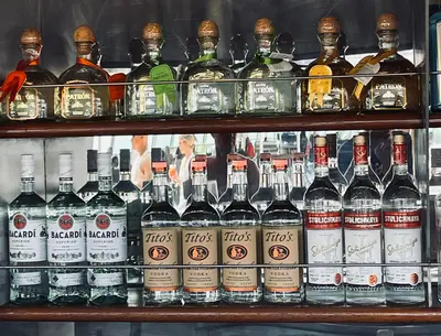 Bottles of liquor at a bar
