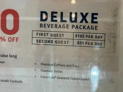 Drink package price closeup