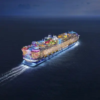 Icon of the Seas render night aerial
