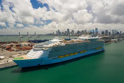 Symphony of the Seas in PortMiami aerial