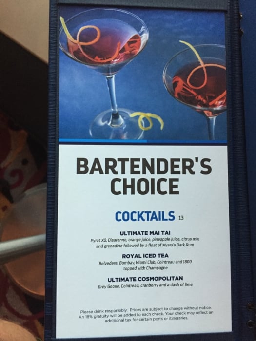 menu drink caribbean royal seas adventure independence spotted royalcaribbeanblog