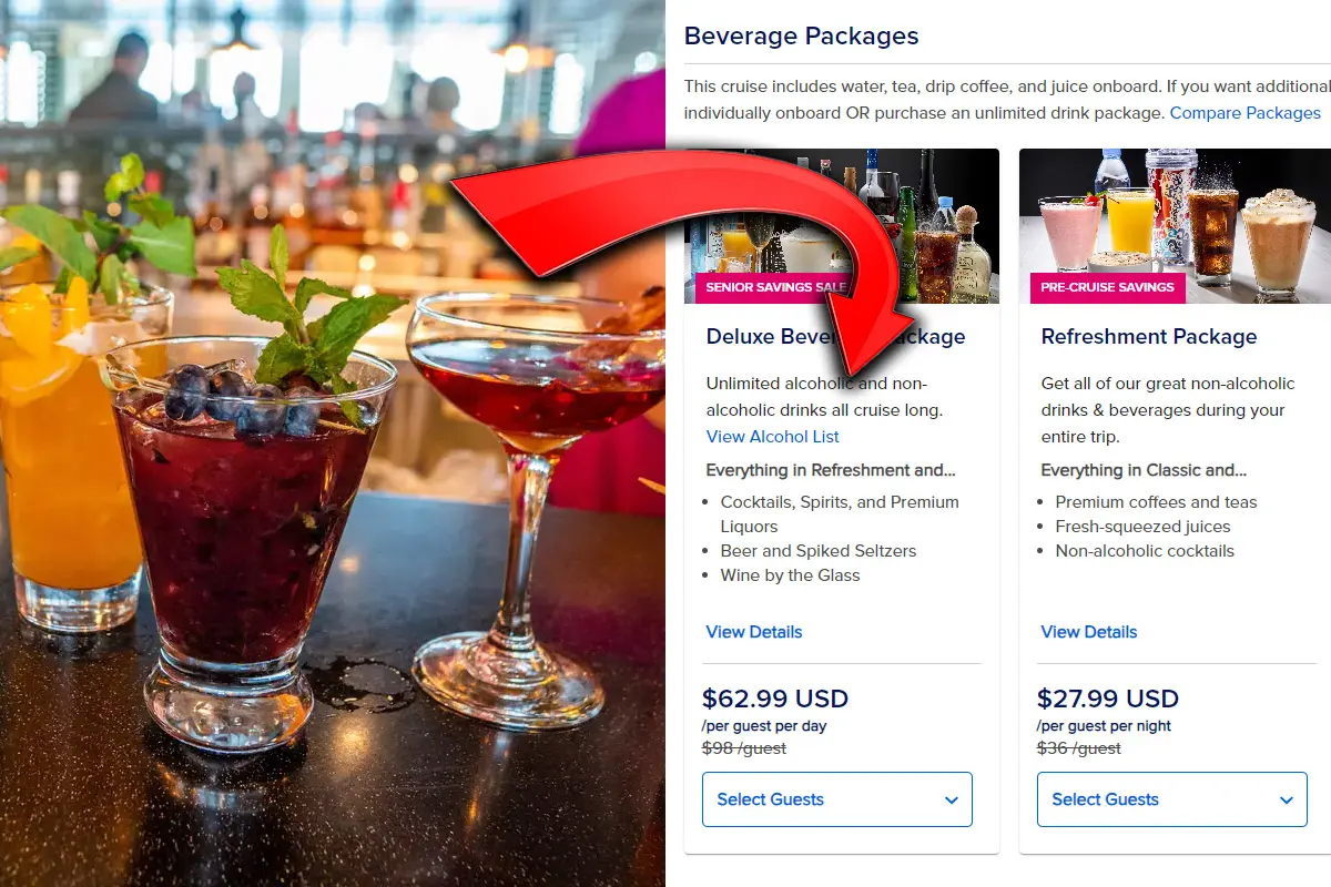 Drink package now bookable when booking a cruise