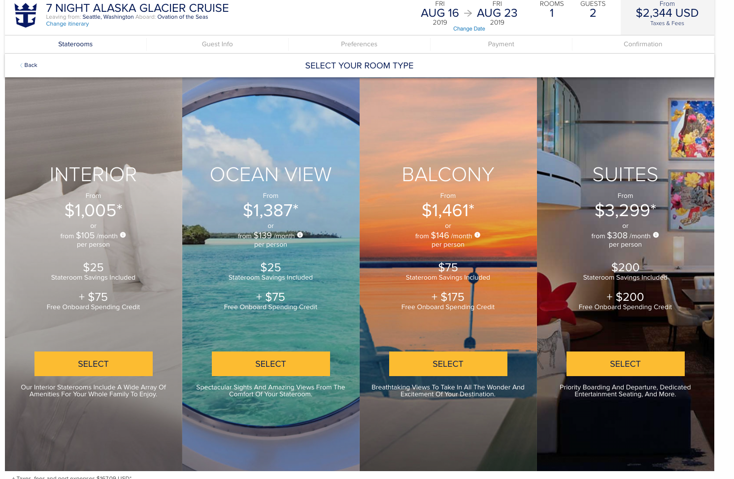 royal caribbean cruise payment plan