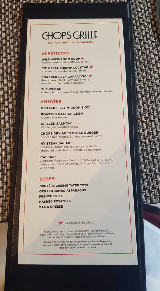 royal caribbean cruise chops grille menu