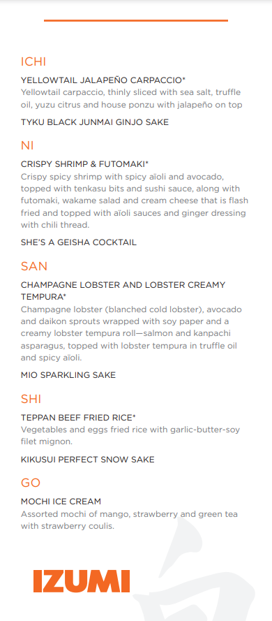 Sake on sale house menu