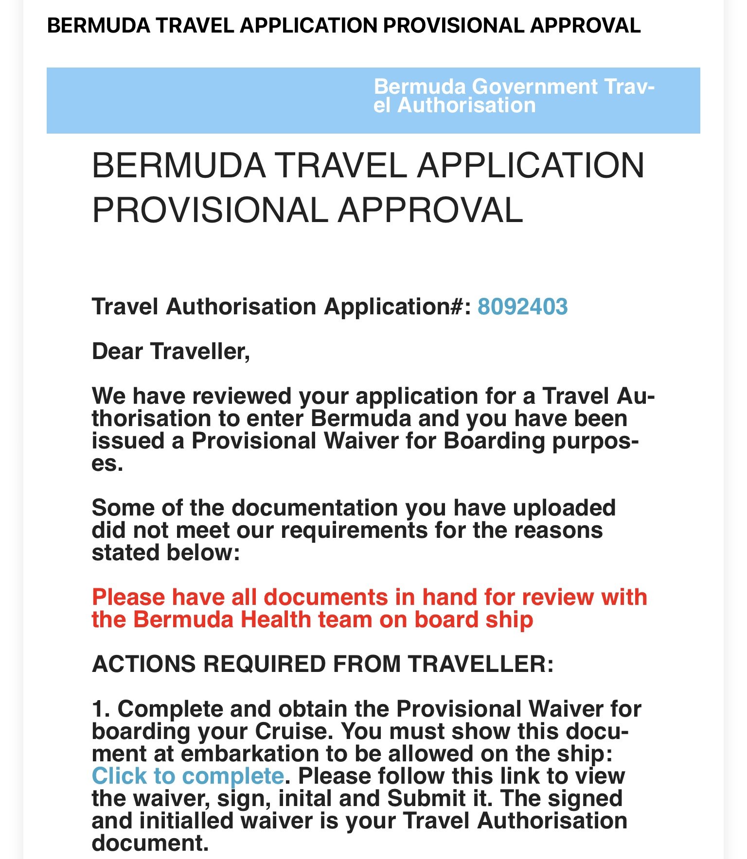 royal caribbean bermuda travel authorization