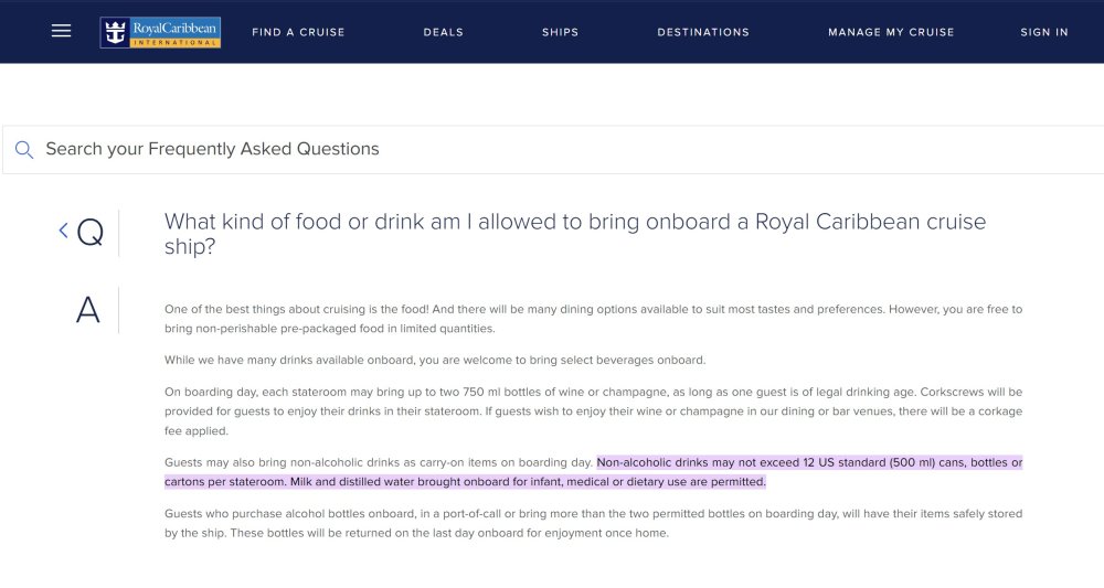 Changes to carryon wine policy? Royal Caribbean Discussion Royal