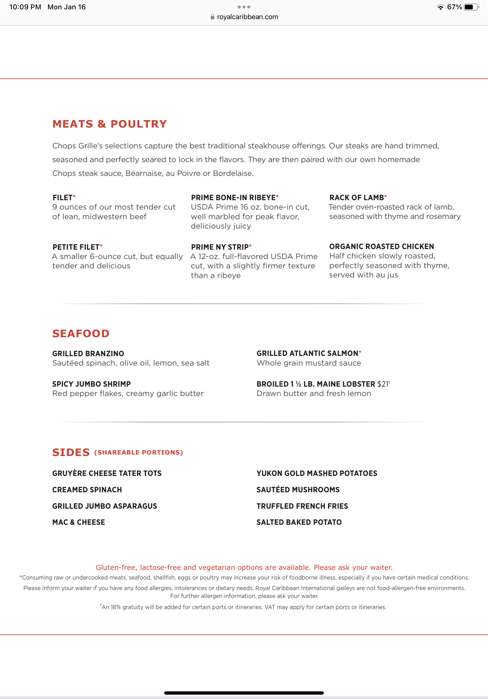 Chops Grill Royal Caribbean Dining Royal Caribbean Blog