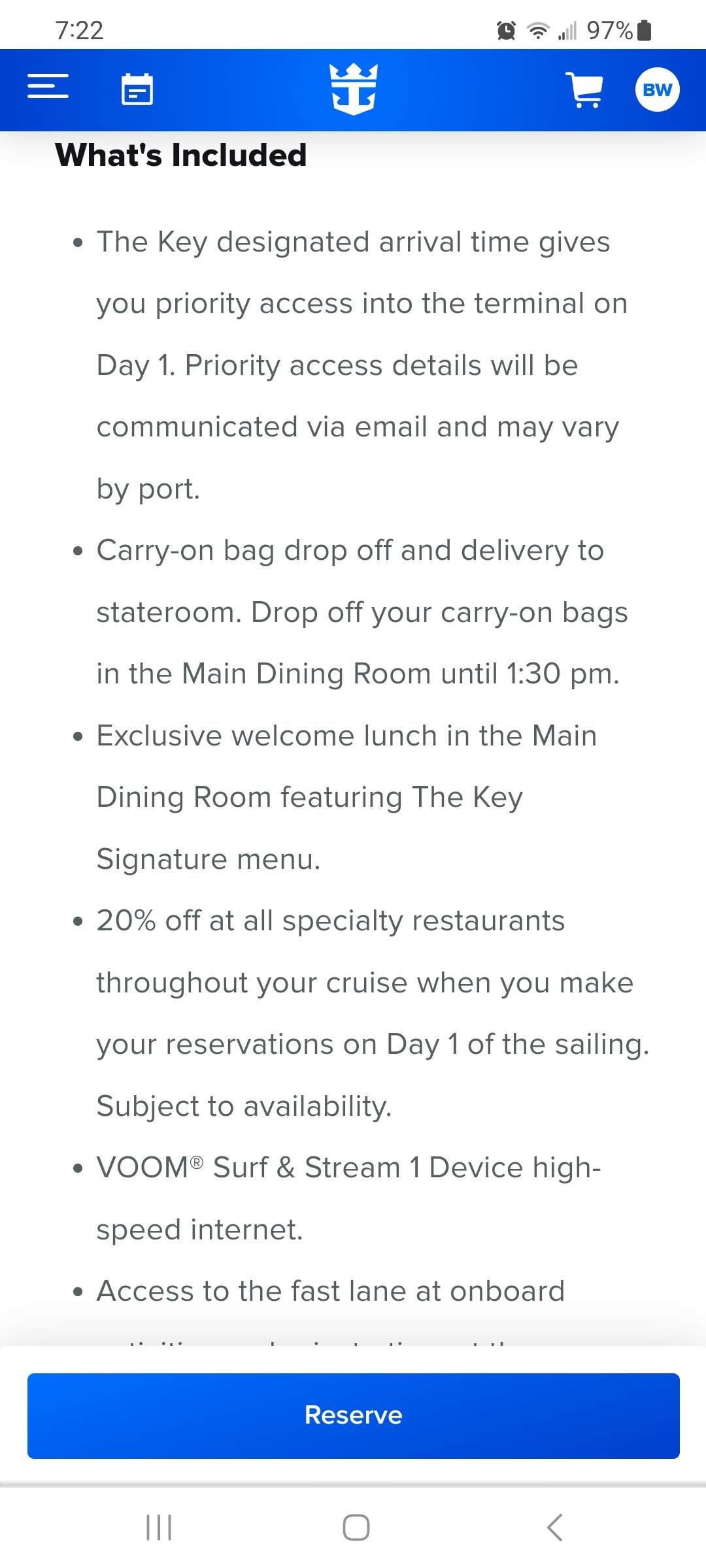 What is the key signature menu royal caribbean discussion royal