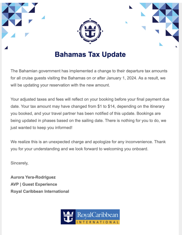 Bahamas Tax Update Royal Caribbean News and Rumors Royal Caribbean Blog