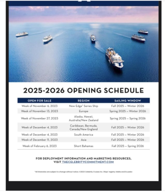 20252026 Deployment schedule Celebrity & SilverSea Royal Caribbean