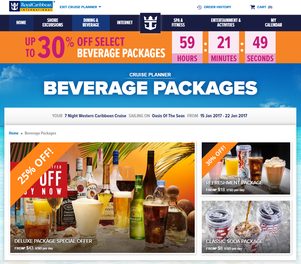 Spotted: Royal Caribbean offering up to 30% off drink ...