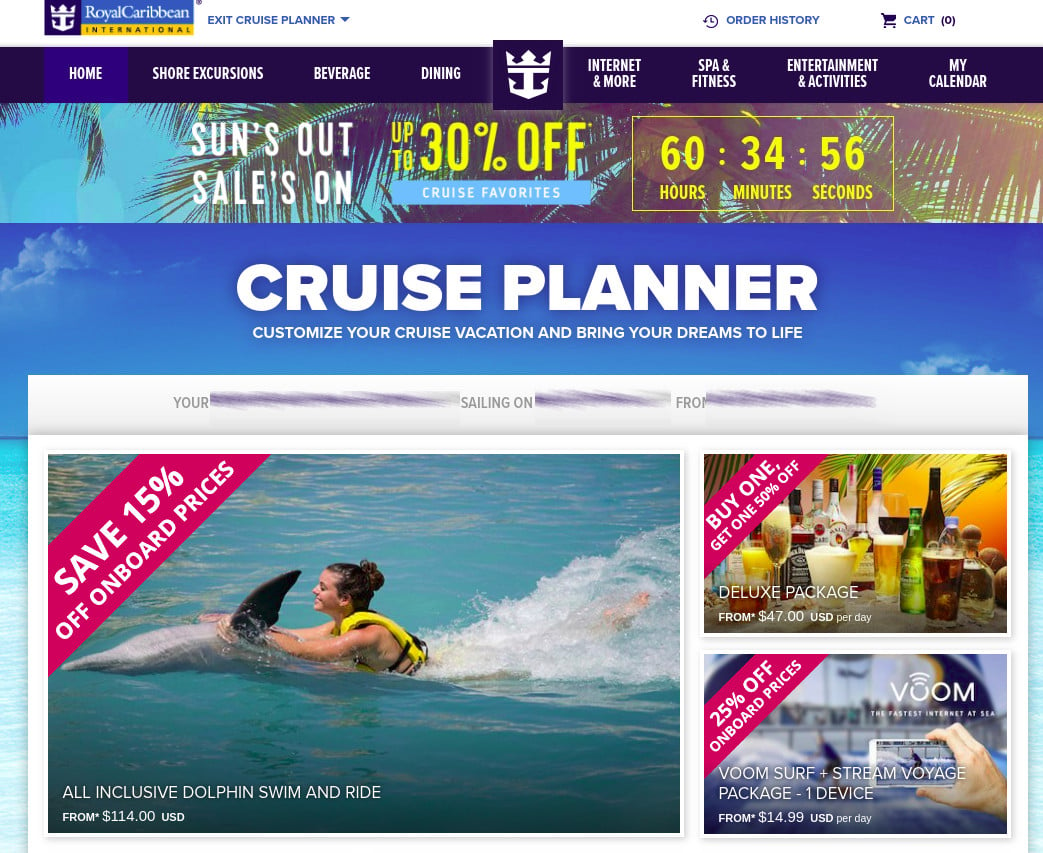 royal caribbean cruise planner online