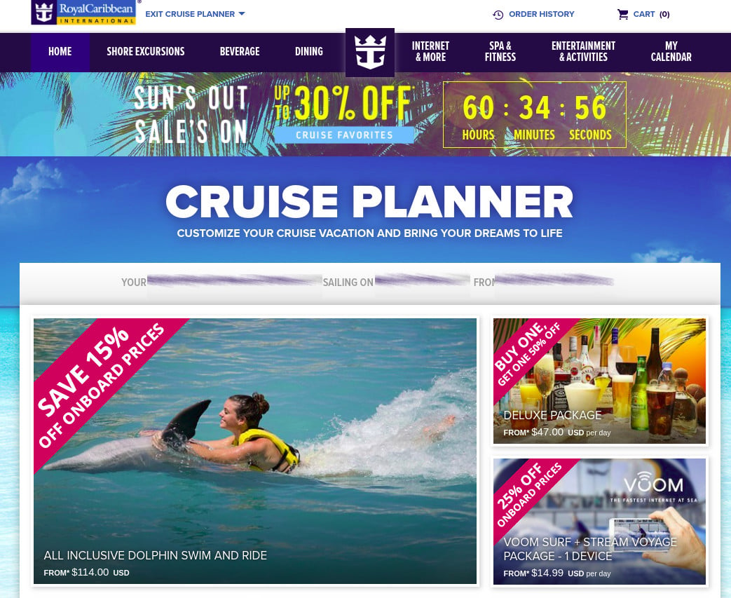 royal caribbean cruise planner website