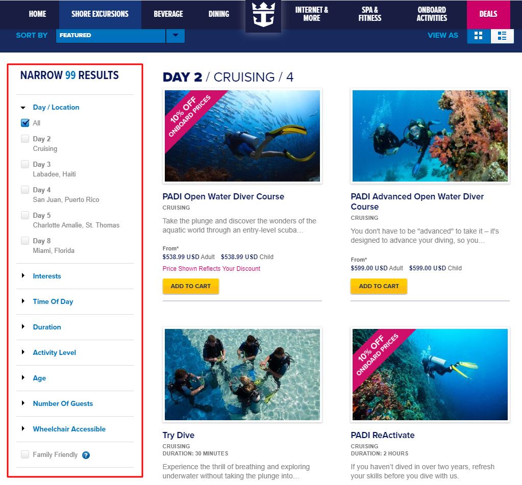 shore excursions login