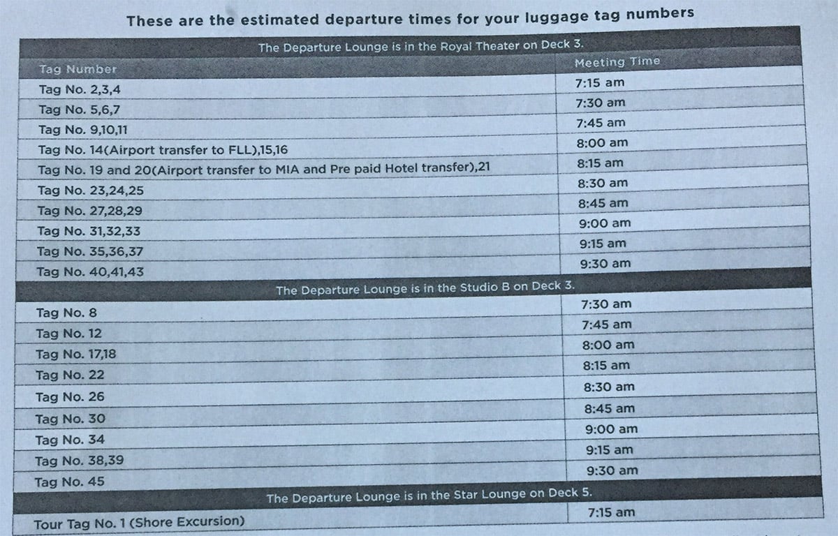 royal caribbean cruise earliest check in time