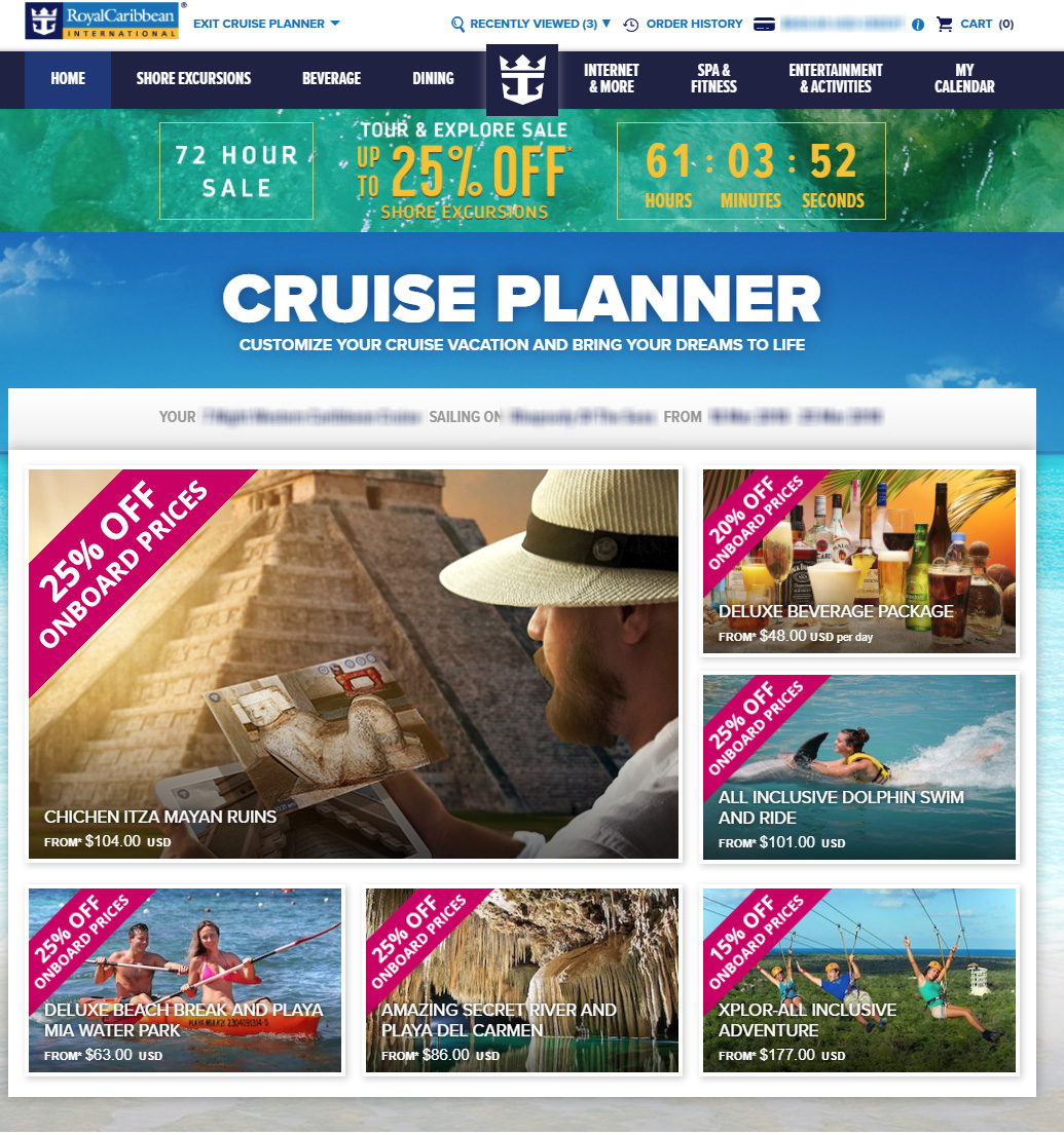 royal caribbean excursion sale