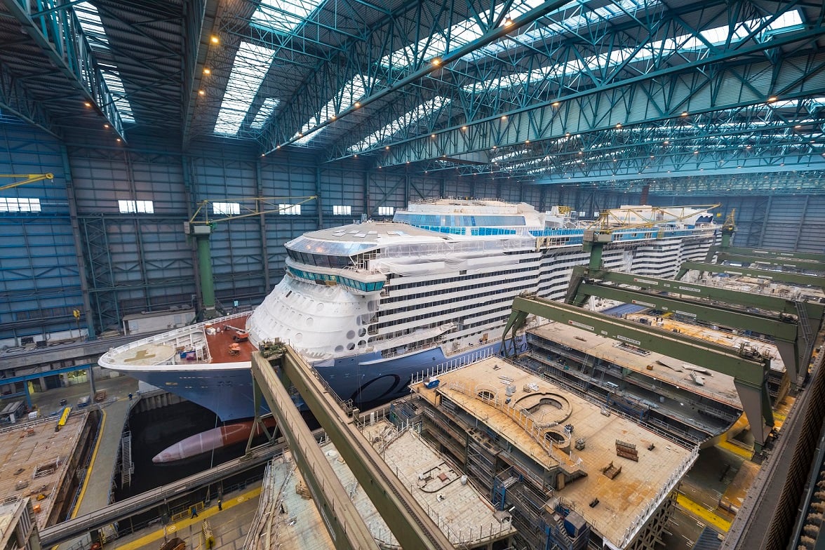 cruise ship on top of building