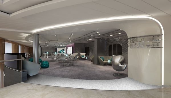 A brand new venue onboard Quantum of the Seas, Bionic Bar, is set to make waves with robots at center stage. Guests place orders via tablets and then have fun watching robotic bartenders hard at work mixing cocktails.