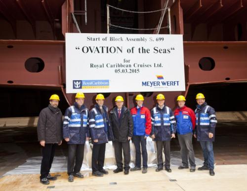 Ovation of the Seas keel laying and lucky coin ceremony held at ...