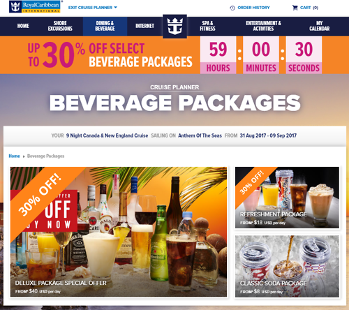 Spotted: Royal Caribbean offering up to 30% off drink packages for this