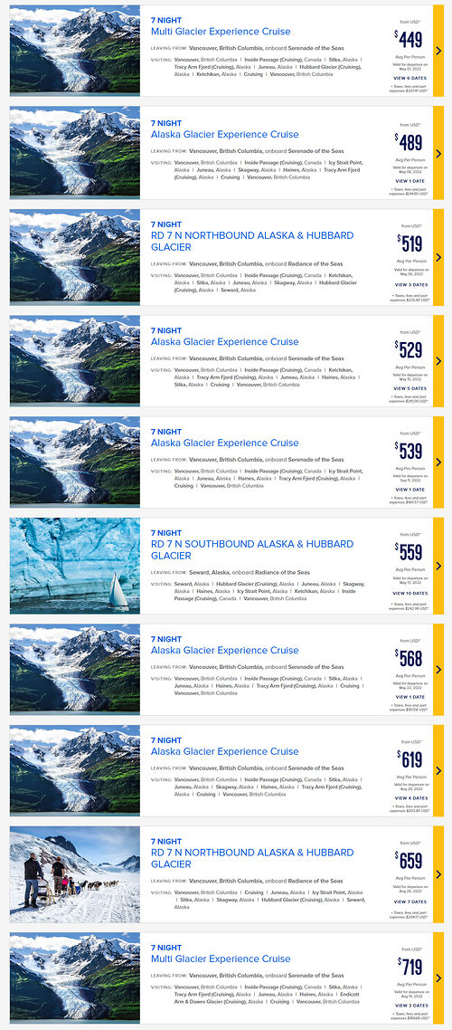 alaska cruise ship schedule 2022