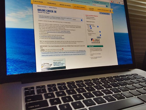 How do you check in for a Royal Caribbean cruise?