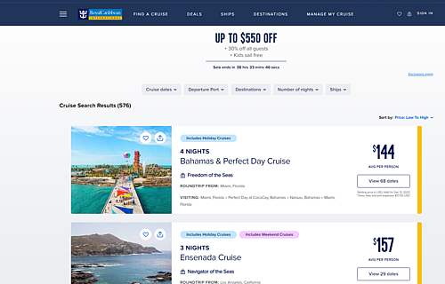 Royal Caribbean provides value tracker characteristic in new cruise search replace