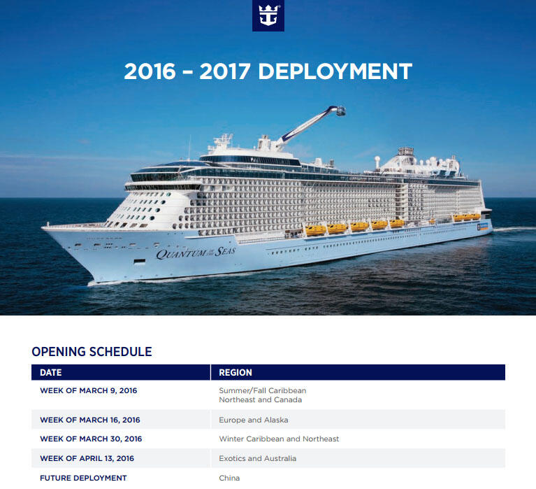 royal caribbean 2016 cruise schedule