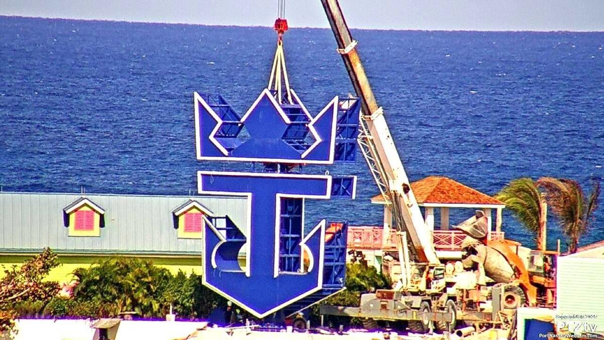 Royal Caribbean crowns new beach club with 43-foot-tall sign