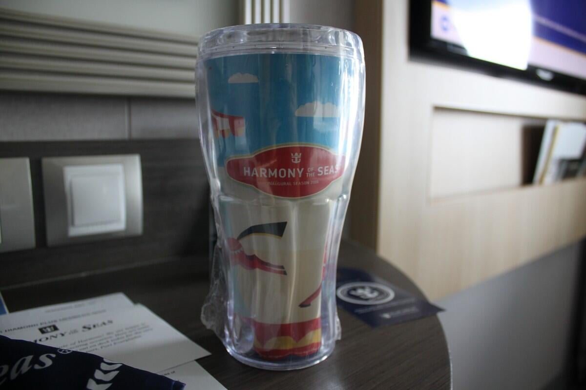 Spotted CocaCola souvenir cups designed for Harmony of the Seas