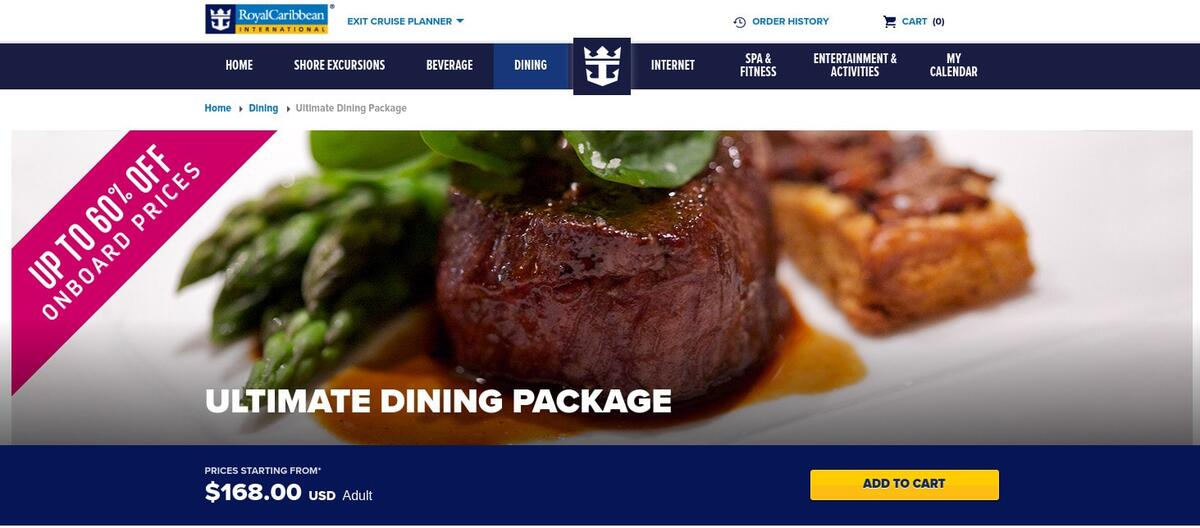 Spotted Royal Caribbean offering ultimate dining package Royal