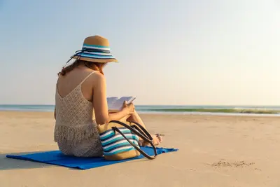 Woman book beach bag