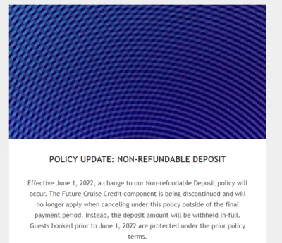 Deposit policy change on June 1