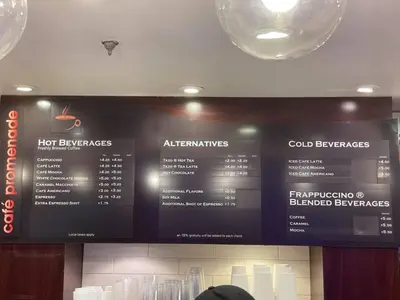 Cafe Promenade coffee menu