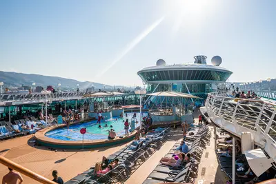 Rhapsody of the Seas pool deck near Crete