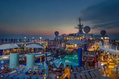 Voyager of the Seas at dusk