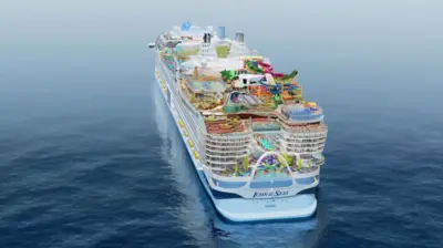 Icon of the Seas aerial render from the aft