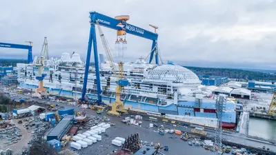 Icon of the Seas at shipyard under construction