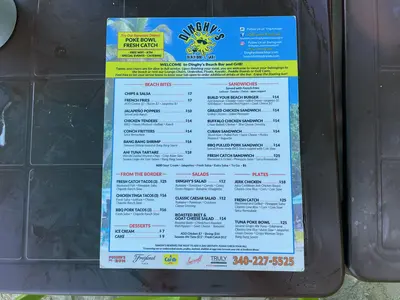 Menu at Honeymoon Beach