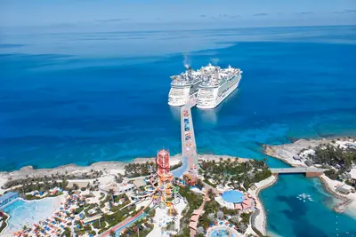 Aerial view of CocoCay from balloon