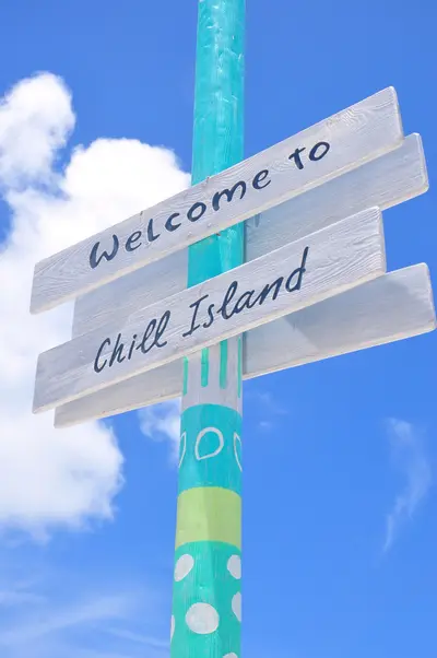 Chill island sign