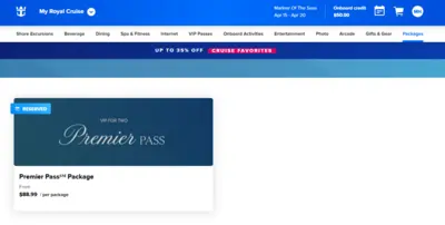 Premier Pass in Cruise Planner