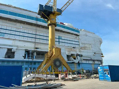 Aft of Icon of the Seas under construction
