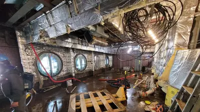 Immersive Train car dining experience construction photo