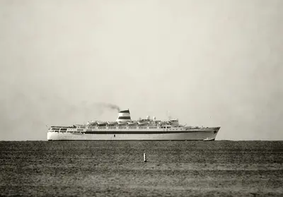 Ocean liner on horizon