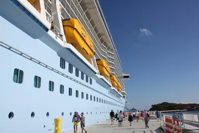 Ship docked in Labadee side