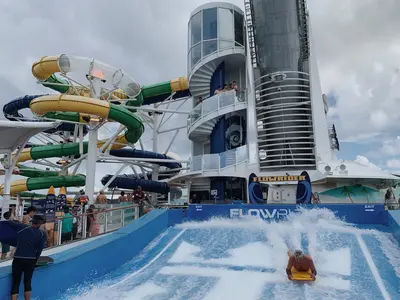 Flowrider and waterslides on Voyager of the Seas