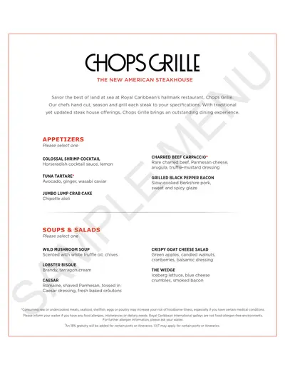 Chops Grille menu
